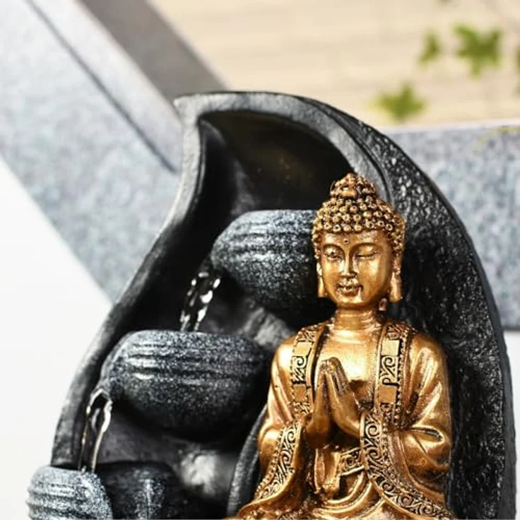 Zen Light Praya Zimmerbrunnen mit Pumpe und LED-Beleuchtung, Kunstharz, Einheitsgröße – Bild 10