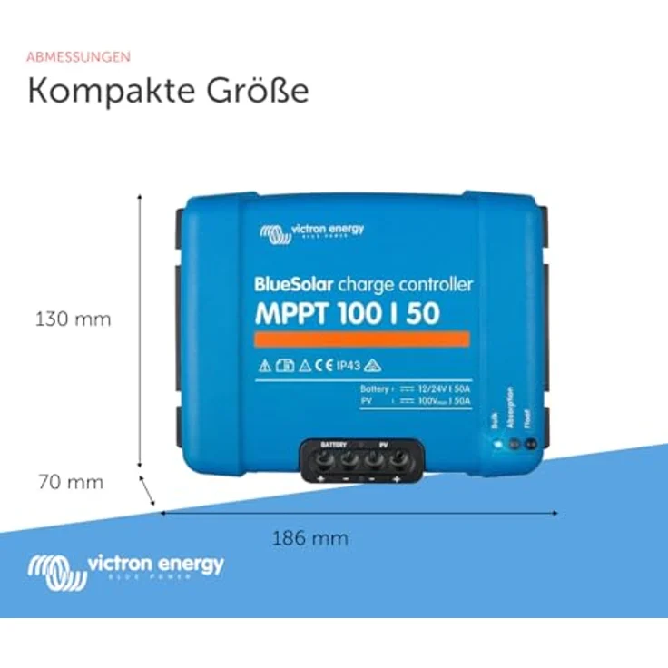 Victron Energy BlueSolar MPPT 100V 50 Amp 12/24-Volt Solar Laderegler, intelligentes MPPT-Design, Bluetooth-Funktion, schwarz – Bild 4