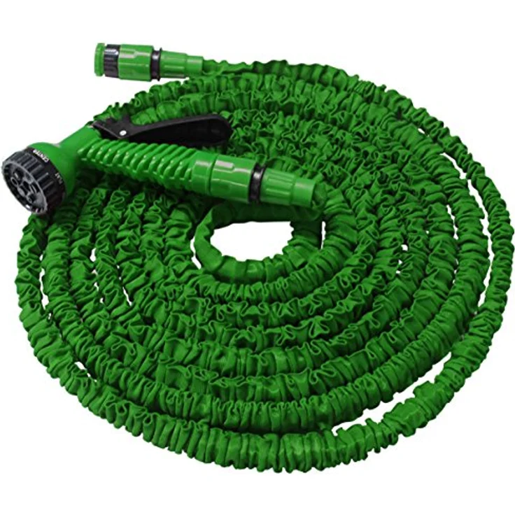 HELO Gartenschlauch 'Flexi', flexibler 30 m Wasserschlauch aus verstärktem Gewebe mit 7in1 Spritzpistole, grün – Bild 2