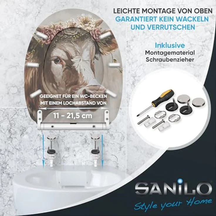 Sanilo WC Sitz Top Fix Berta, mit Absenkautomatik, bruchfestem Holz und antibakterieller Beschichtung – Bild 6