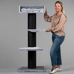 RHRQuality kratzbaum Grosse Katzen stabil XXL Royalty katzenkratzbaum für Maine Coon große katzenbaum schwere Katze kletterbaum kratzmöbel Dicker stamm (Normal, Blackline Hellgrau) - Extrem solider großer Kratzbaum für schwere Katzen mit 20cmØ Sisalstämmen und quadratischer Bodenplatte