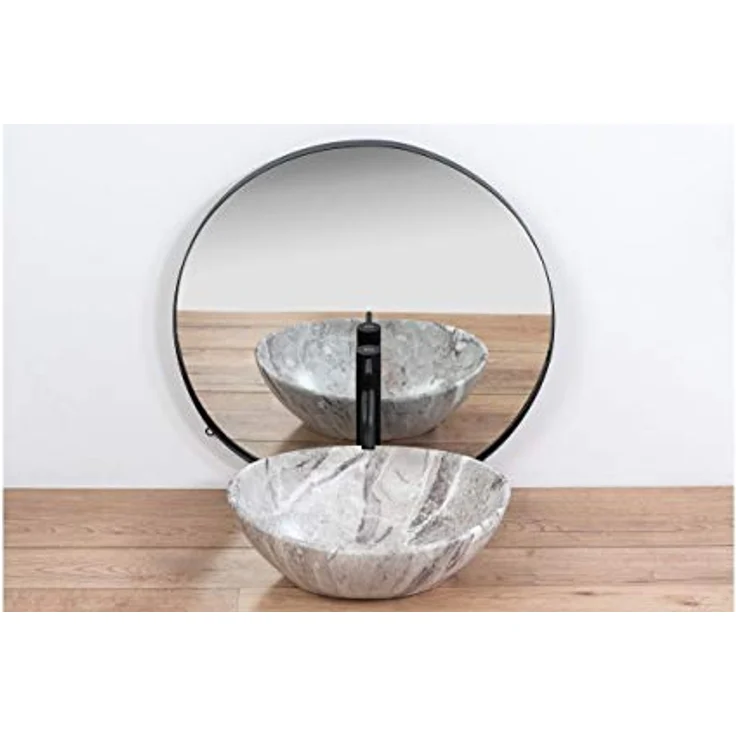 Rea Sofia countertop washbasin 41 cm gray, Marmorstil, Sanitärkeramik, CE und NIH zertifiziert – Bild 3