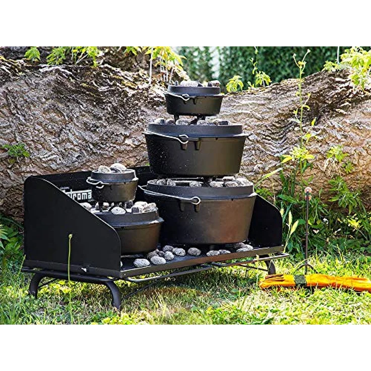 Petromax Feuertopf Tisch FE90, Stabiler Dutch Oven Tisch mit Windschutz, 90x45 cm Arbeitsfläche, ergonomische Höhe 87 cm, bis 100 kg belastbar – Bild 4