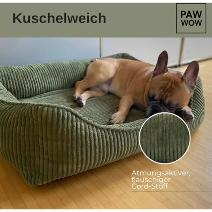 PAW WOW Anton Hundebett | Orthopädisches Hundebett für mittelgroße und große Hunde (Olive, 100x70cm) – Bild 5