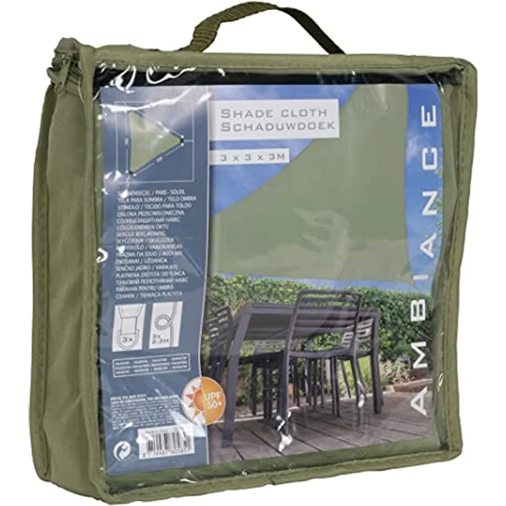 Trendyshop365 Sonnensegel 3x3 m dreieckig, wasserabweisend mit UV Schutz UPF 50+, olivgrün, inkl. Befestigungsseilen – Bild 2