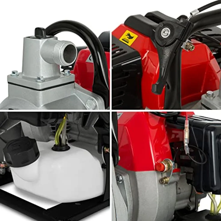 Eberth 1' Benzin Wasserpumpe (12.500 l-h, 2 PS Benzinmotor, 1 Zoll Anschluß, 17,5m Förderhöhe, 7m Ansaughöhe, Seilzugstart) Motorpumpe – Bild 3