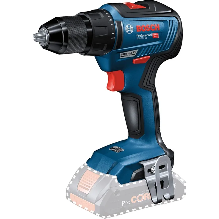 Bosch Professional Akku-Bohrschrauber GSR 18V-55, Solo Version, ohne Akku und Ladegerät - 06019H5202