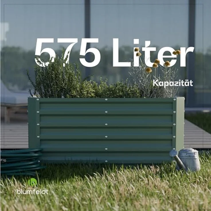 blumfeldt Hochbeet High Grow Straight Hochbeet Metall 120x60x60cm, Pflanzkübel Outdoor Balkon außen groß Metall Garten, rost- und frostsicher, Volumen 575 Liter – Bild 5