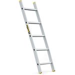 DRABEST Leiter PRO Serie Aluleiter 5 Sprossen Anlegeleiter Stufenanlegeleiter bis 150 kg belastbar Hausleiter mit kostenloser Haken