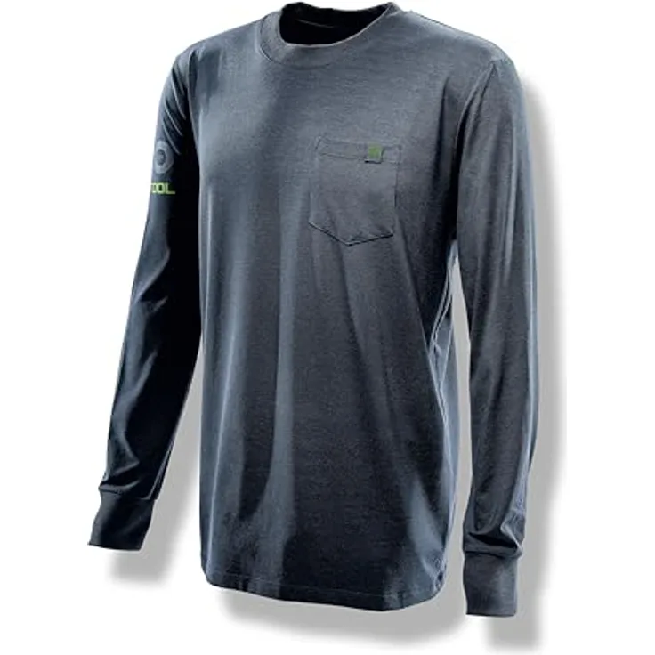 Festool 578389 Longsleeve Arbeitshemd, Größe L, Dunkelblau mit grünen Details, aus nachhaltigen Materialien