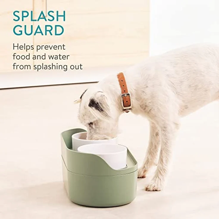 Navaris Futterstation für Katzen und Hunde inkl. Aufbewahrung - Anti-Spill Futternapf Set - 2X Fressnapf für Wasser Nass- und Trockenfutter erhöht – Bild 2