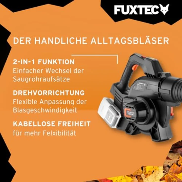 FUXTEC FX-E2LBS 2in1 Akku Laubbläser und -sauger, 40 Volt, 685,1 m³/h, inkl. Laubfangsack, ergonomischer Griff, ohne Akku/Ladegerät – Bild 5