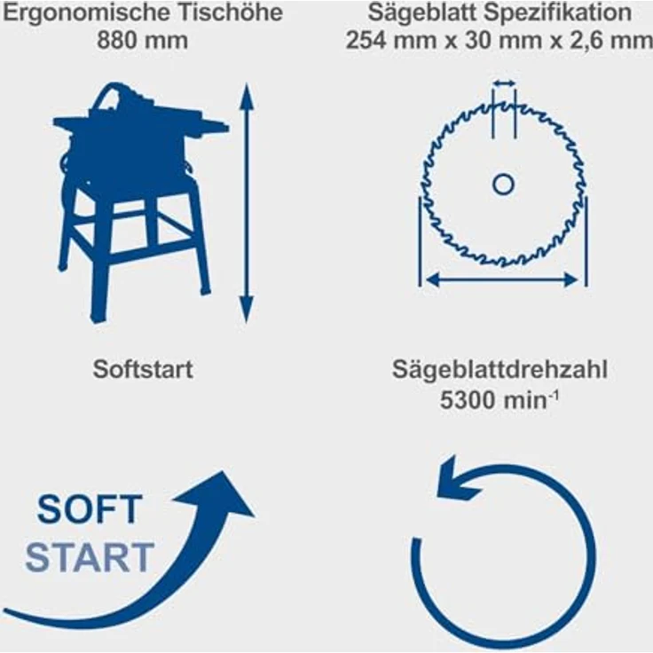Scheppach HS254, leistungsstarke Tischkreissäge mit 2200 W Motor und ergonomischem Design – Bild 4