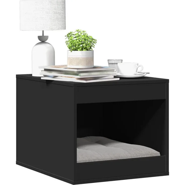 vidaXL Katzentoilette, Katzenklo Schwarz 47x59x42 cm Holzwerkstoff, Vielseitiges Katzenmöbel mit verstecktem Design