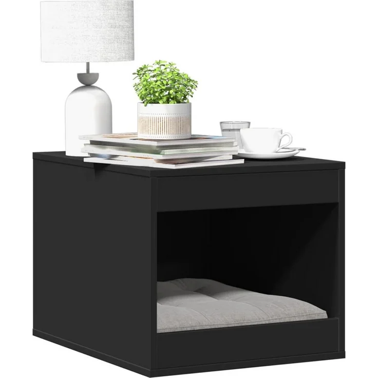 vidaXL Katzentoilette, Katzenklo Schwarz 47x59x42 cm Holzwerkstoff, Vielseitiges Katzenmöbel mit verstecktem Design – Bild 1
