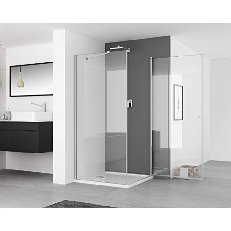IMPTS Duschwand walk in dusche, glas Duschwand 2-teilig faltbar, Rahmenlos ESG Nano Glas, Breite: 70-120 cm, Höhe: 185-195 cm, Chrom/Aluminium/Edelstahl/Messing - Preisvergleich – Bild 3