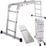 Raburg Alu-Multi-3-Gelenk-Leiter Stage, Alu, 3 x 4 Sprossen, Arbeitsbühne, Anlege- & Bockleiter, TÜV/GS geprüft, klappbar, für Alltag, Haushalt, Renovierung & Heimwerken, bis 150 kg