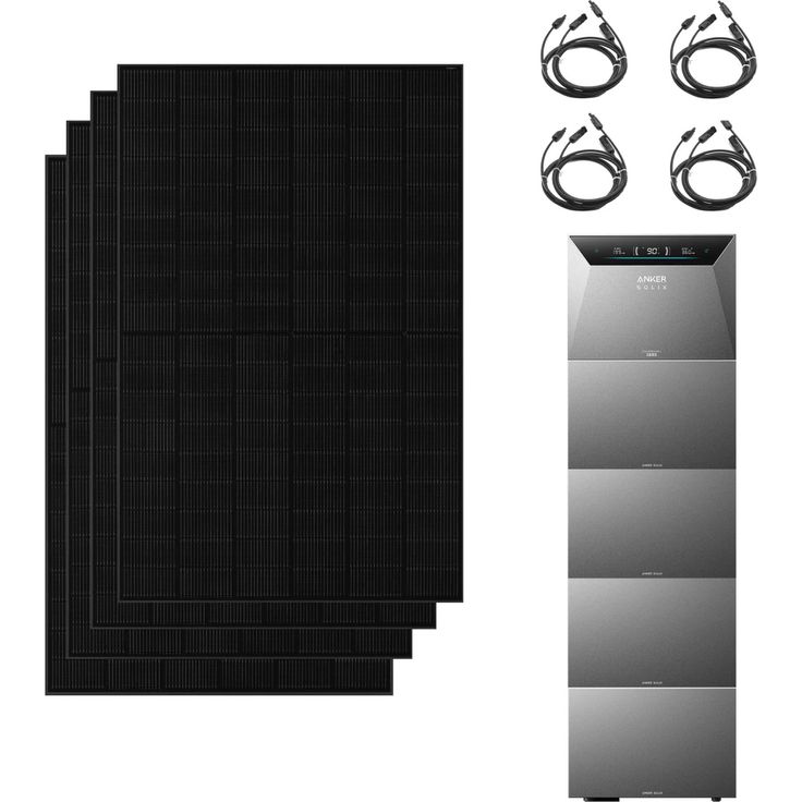 Anker SOLIX Solarbank 4 E5000 Pro, 2000W mit 4 x 500W Bifazialen Solarmodulen und 4 BP5000 Erweiterungsakku, bis zu 30 kWh Speicher