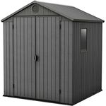 Keter Gerätehaus Darwin 6x6, Grau, Außenmaße 190x183x221cm, wartungsfrei, wetterfest, wasserdicht, mit Unterboden - Preisvergleich