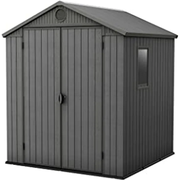 Keter Gerätehaus Darwin 6x6, Grau, Außenmaße 190x183x221cm, wartungsfrei, wetterfest, wasserdicht, mit Unterboden - Preisvergleich