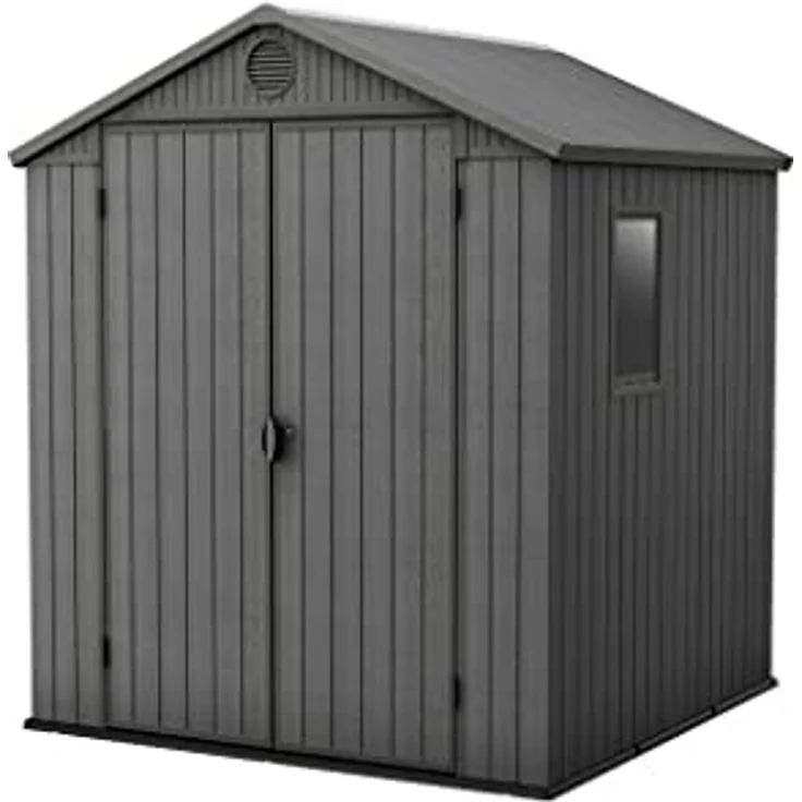 Keter Gerätehaus Darwin 6x6, Grau, Außenmaße 190x183x221cm, wartungsfrei, wetterfest, wasserdicht, mit Unterboden - Preisvergleich – Bild 1
