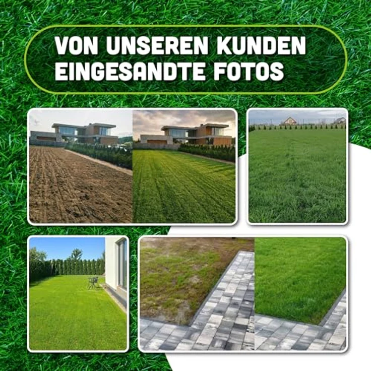 ARPON Rasensamen Turbo schnellkeimend, 1 kg für 40 m², universelle Mischung für Neuansaat und Nachsaat, strapazierfähig und pflegeleicht, intensiver Grünton – Bild 3