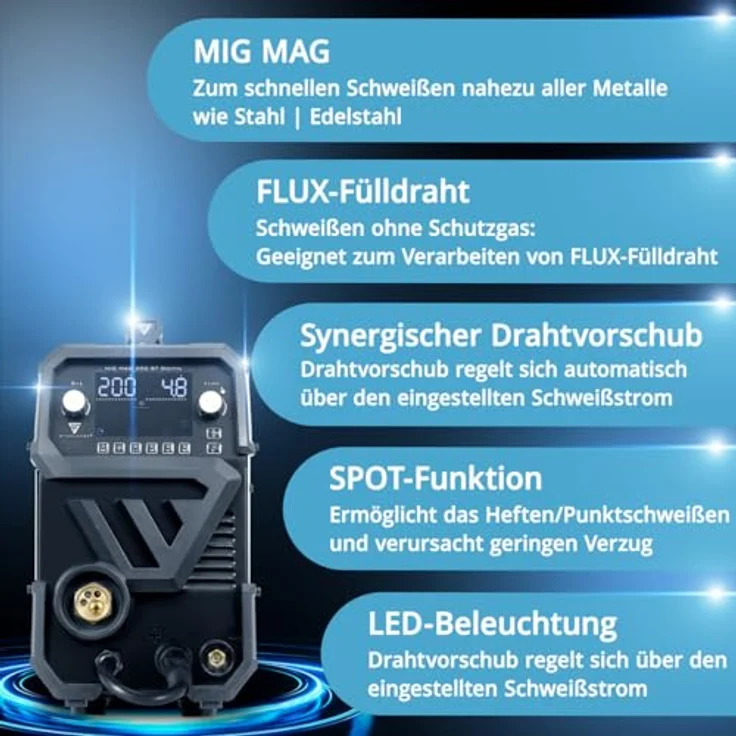 STAHLWERK MIG MAG 200 ST Digital Schweißgerät, 200 A, IGBT Technologie, kompaktes Design, 2-in-1 Kombigerät – Bild 4
