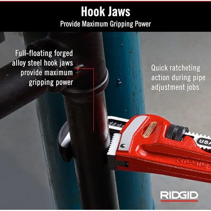 RIDGID 31025 Modell 18'' gerade Rohrzange für schwere Beanspruchung, 18'' Sanitär-Schraubenschlüssel – Bild 6