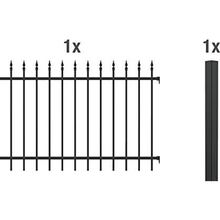 Alberts 510350 Zaunerweiterungsset Chaussee, matt-schwarz, Einbetonierbar, Höhe 120 cm, Länge 2 m – Bild 2