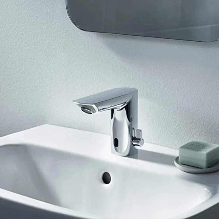 Grohe Bau Cosmopolitan E Infrarot-Waschtisch-Armatur, mit Infrarot-Sensor, GROHE EcoJoy 5, chrom – Bild 3