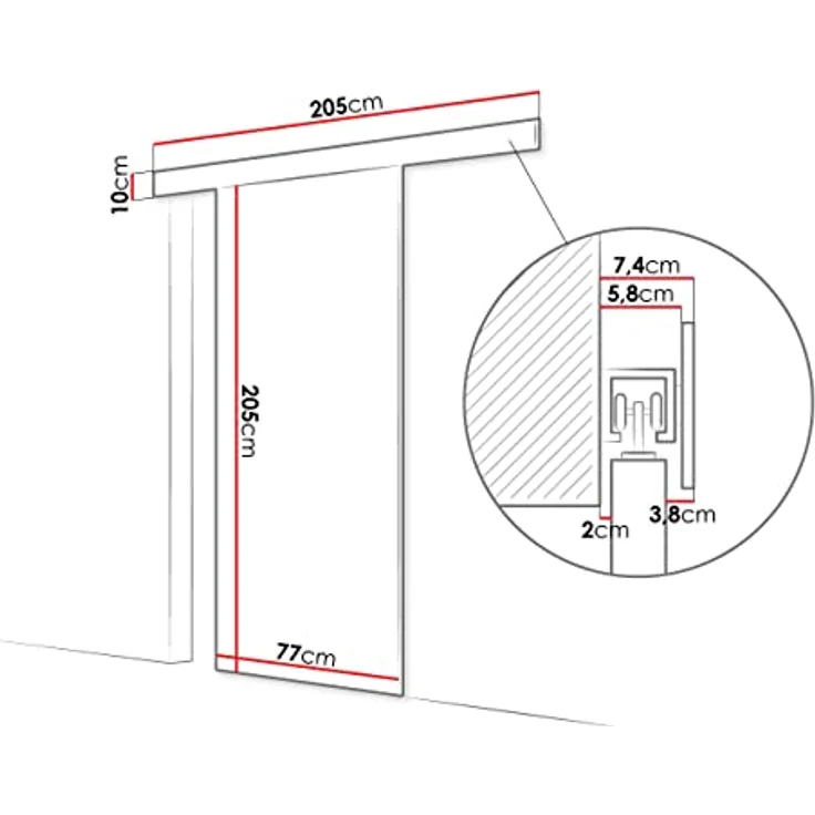 Mirjan24 Schiebetürsystem Pikano I mit Selbstschließer Zimmertür Aluminiumgriffe Komplett-Set für Schiebetüren, Tür Innentüren Trennwände (Weiß, Modell: 70) – Bild 3