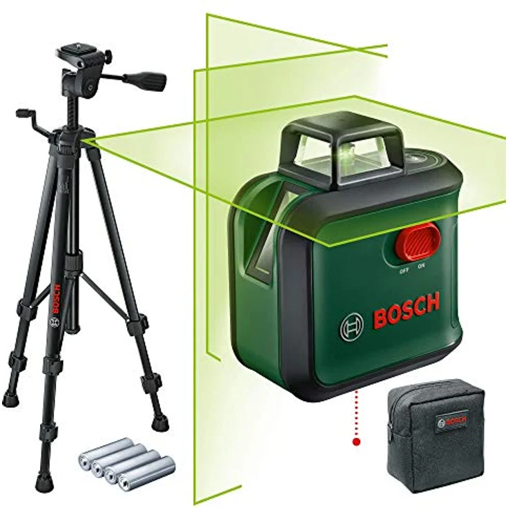 Bosch Kreuzlinienlaser AdvancedLevel 360 (Stativ, Arbeitsbereich: bis 24 m, selbstnivellierend bis ± 4°, grüner Laser, 4x AA-Batterien, im Karton) – Bild 2