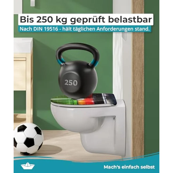 Calmwaters WC Sitz Halbzeitpause, Antibakteriell mit Absenkautomatik, 250 kg Tragkraft – Bild 7
