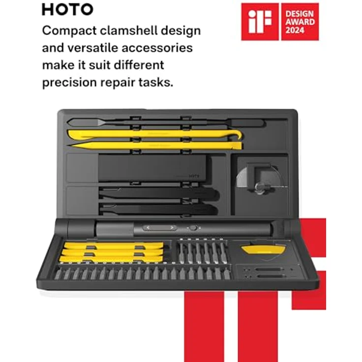 HOTO 48 in 1 Feinmechaniker Werkzeug Set, Mini Elektrischer Schraubendreher Set, Präzisions Schraubenzieher Set - Profi Reparatur Werkzeug für PC Laptop Kamera PS4/5 Switch, Rot – Bild 2