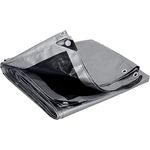 WOLTU Abdeckplane 5x6 m wasserdicht, 180g/m² PE Gewebeplane mit Ösen, Gartenplane reißfest UV-stabilisiert abwaschbar, Schutzplane für Gartenmöbel Grill Pool Zeltunterlage Trampolin, Grau-Schwarz