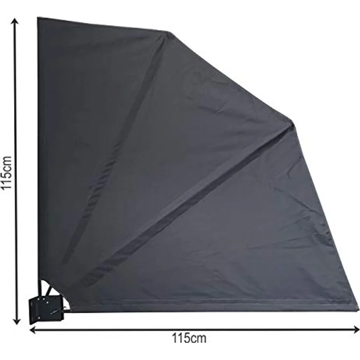 QUICK STAR Balkonfächer 115 x 115 cm, Wetterfester Sichtschutz in Grau mit Easy Mount Wandplatte und blickdichtem Polyesterstoff – Bild 2