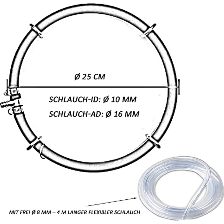 XRMXF Japan Belüfterring für Koi Teich, Sauerstoffanreicherung, 25 cm Durchmesser, selbstsinkend, inkl. 4m Luftschlauch – Bild 2