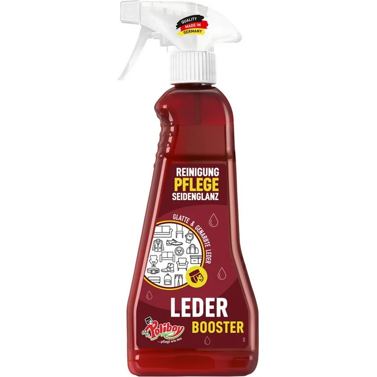 Poliboy Leder Booster - 375ml - Lederreiniger für Möbel/Kleidung aus Leder, Made in Germany
