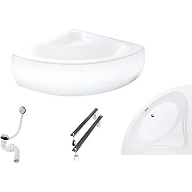 Bad Land Badewanne MIA 140x140, Eckwanne mit Acrylschürze, antibakterieller Beschichtung und rutschfesten Eigenschaften, schneeweiß – Bild 2