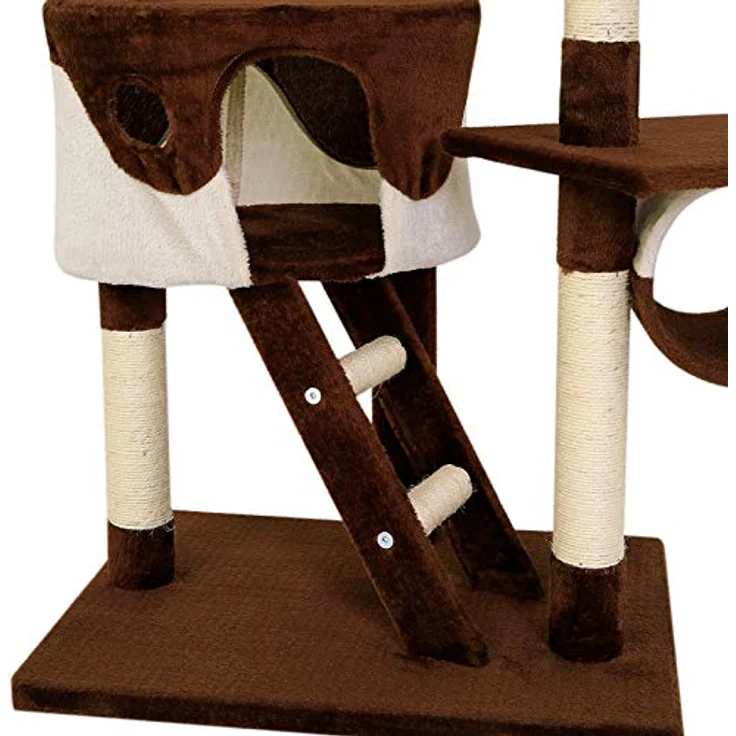 lionto Kratzbaum XXL Kletterbaum Katzenkratzbaum Katzenbaum höhenverstellbar 230-250 cm, braun/beige – Bild 4