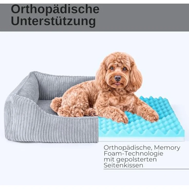 PAW WOW Anton Hundebett | Orthopädisches Hundebett für kleine, mittelgroße und große Hunde | Grau, 100x70cm – Bild 4