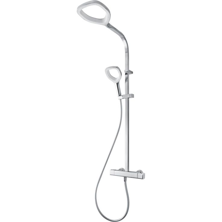 Breuer Duschsystem 'Aquamaxx Splash' hochglanz verchromt/weiß, Thermostatarmatur, höhenverstellbare Handbrause