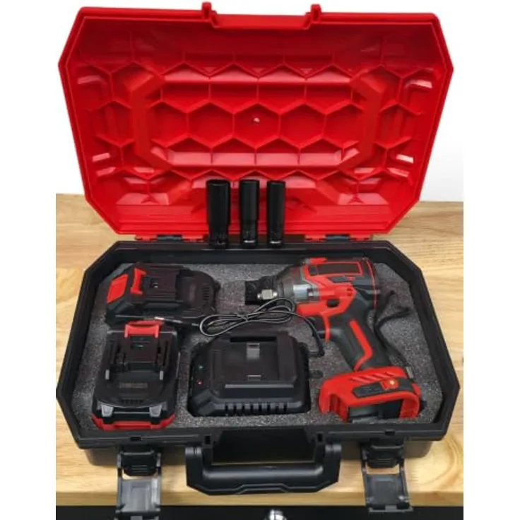 DeTec 21 V Akku-Schlagschrauber, 550 Nm mit 2 x 3,0 Ah Akkus im Koffer und Stecknüssen 17/19/21 mm