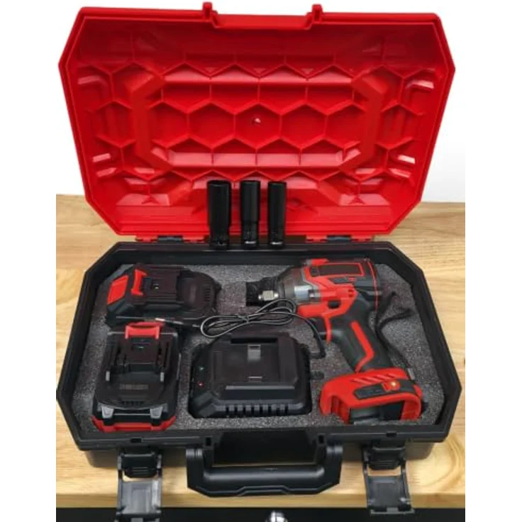 DeTec 21 V Akku-Schlagschrauber, 550 Nm mit 2 x 3,0 Ah Akkus im Koffer und Stecknüssen 17/19/21 mm – Bild 1