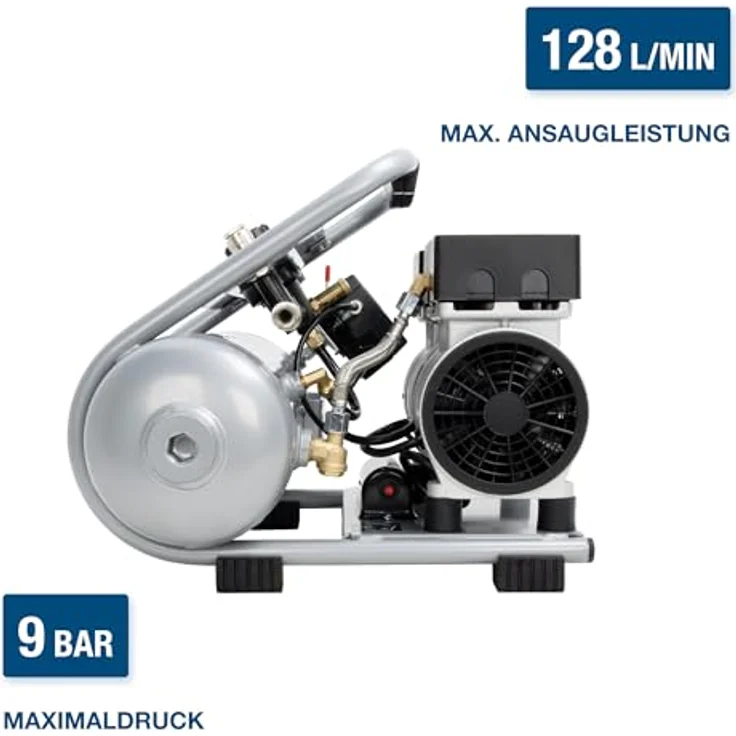 HYUNDAI Silent Kompressor SAC75008IC, tragbar, ölfrei, 8L, 9 bar, 49 dB, 750 W / 1 PS – Bild 2