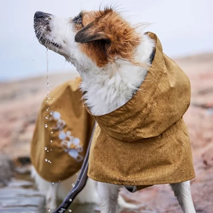 Hurtta Monsoon Coat II Hundemantel ECO (Desert 55) - Wasserdichter Regenmantel mit verstellbarem Gurtband – Bild 4