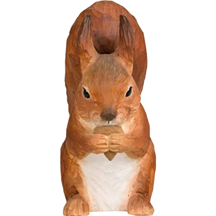 WILDLIFEGARDEN Wildlife Garden WG5942 Rotes Eichhörnchen, handgeschnitzte Dekofigur aus Lindenholz, 6,9 x 13,6 x 14 cm, von Hand bemalt mit ungiftigen Farben – Bild 2