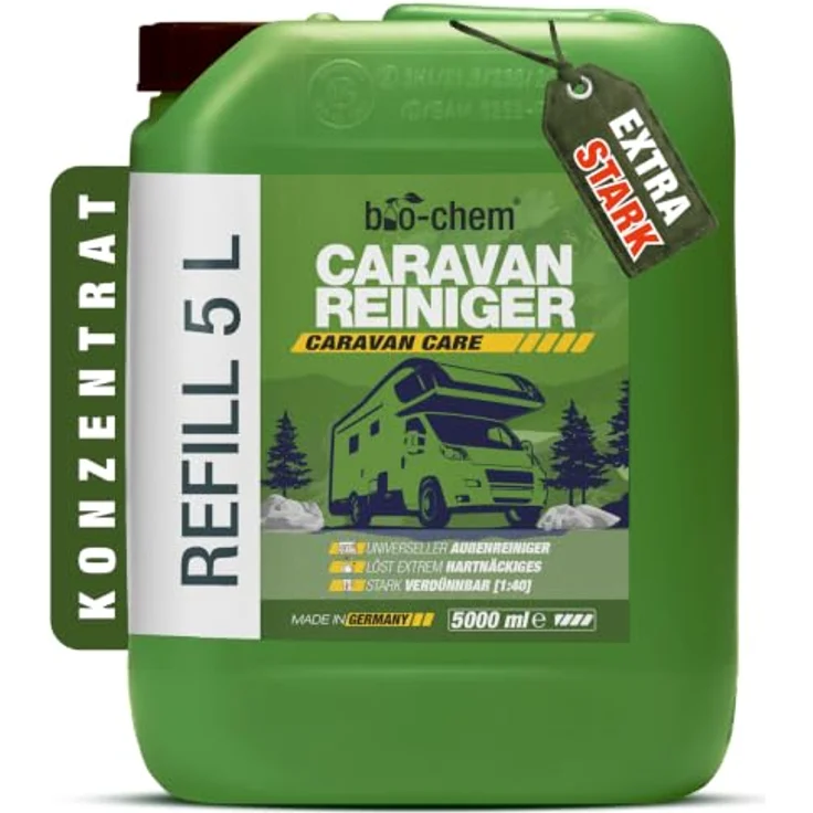 bio-chem Caravan- & Wohnmobilreiniger 5L Konzentrat, extra starkes Auto-Reinigungsmittel zur Entfernung von Regenstreifen, Baumharz & Insektenrückständen – Bild 1