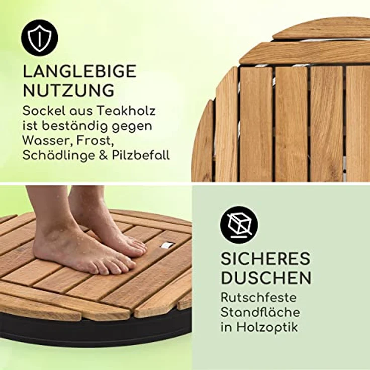 Blumfeldt Sumatra Teak Round Gartendusche, Aluminium mit Teakholz Tragegriff, regulierbare Höhe bis 4 Meter – Bild 4