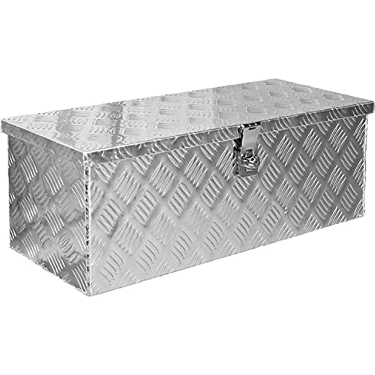 Trucky D050 Werkzeugbox Alukiste, praktische Aluminium Deichselbox mit Schloss, 68 x 31 x 25 cm